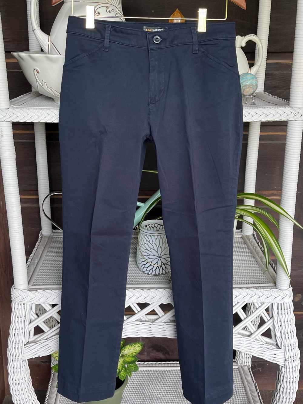 Lee Navy Blue Relaxed Fit Straight Leg Dress Pants - Size 4 Short